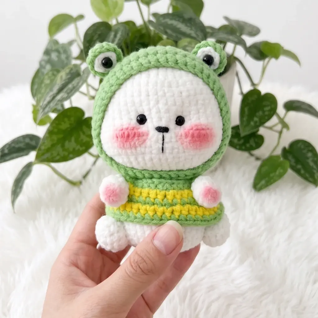 bear in frog costume amigurumi pattern crochet project crochet project detail 2