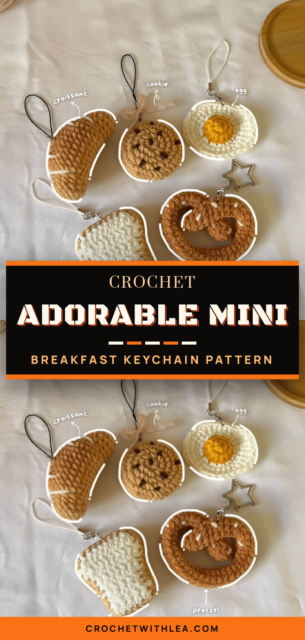 breakfast mini keychain crochet pattern