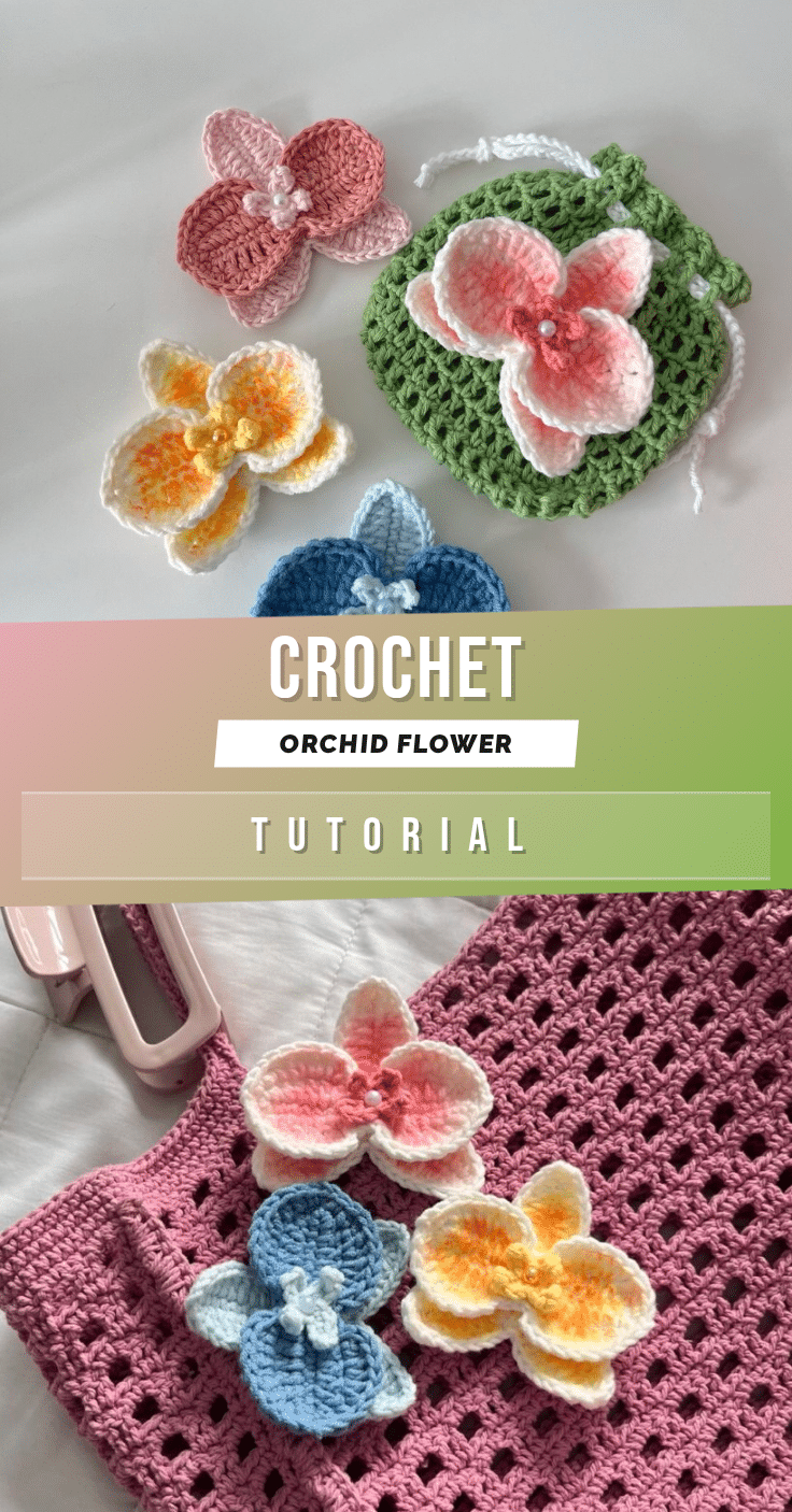 crochet orchid flowers applique crochet pattern