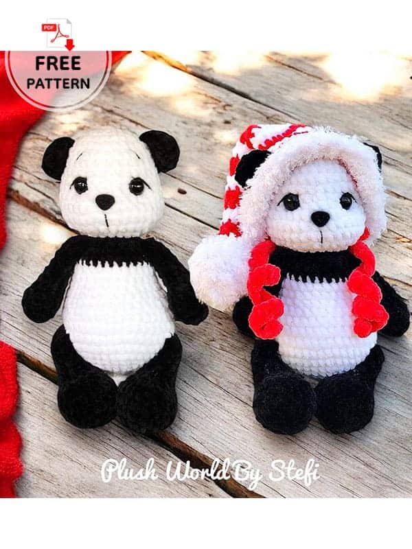crochet panda with christmas hat crochet project crochet project detail 2