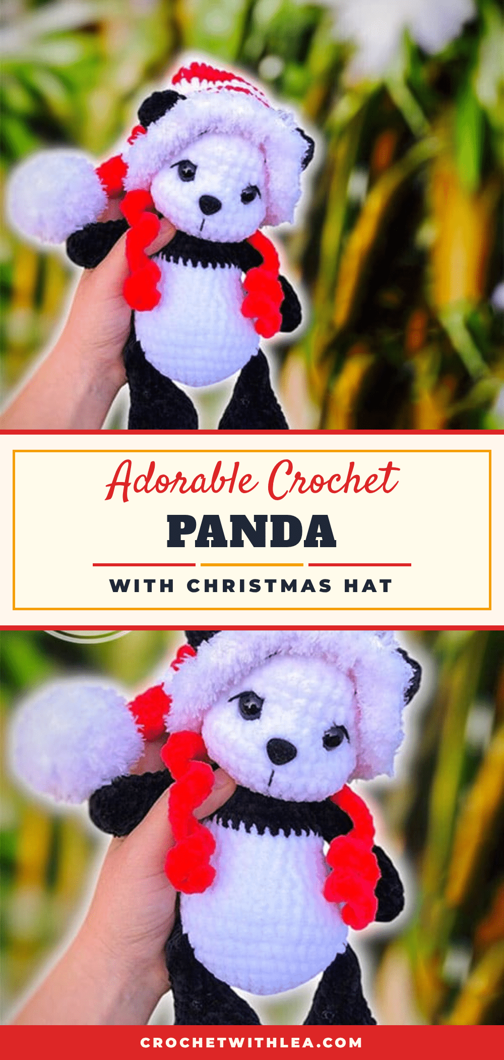 crochet panda with christmas hat crochet pattern
