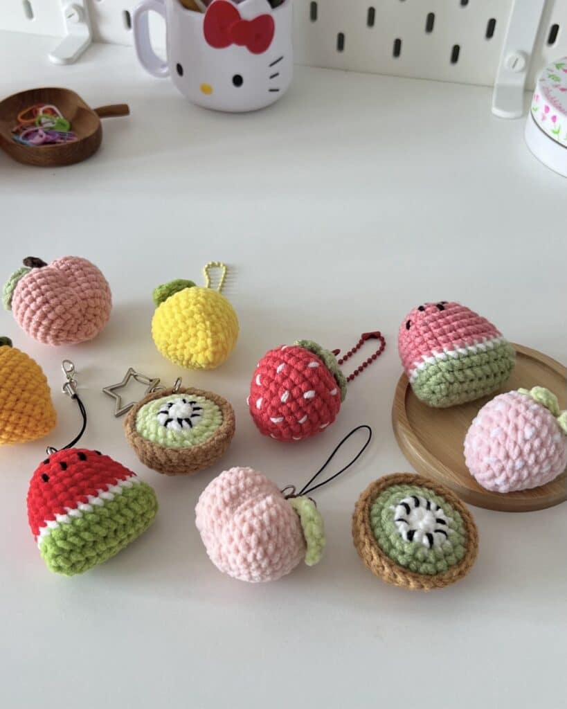 crochet summer fruit keychain pattern crochet project crochet project detail 2