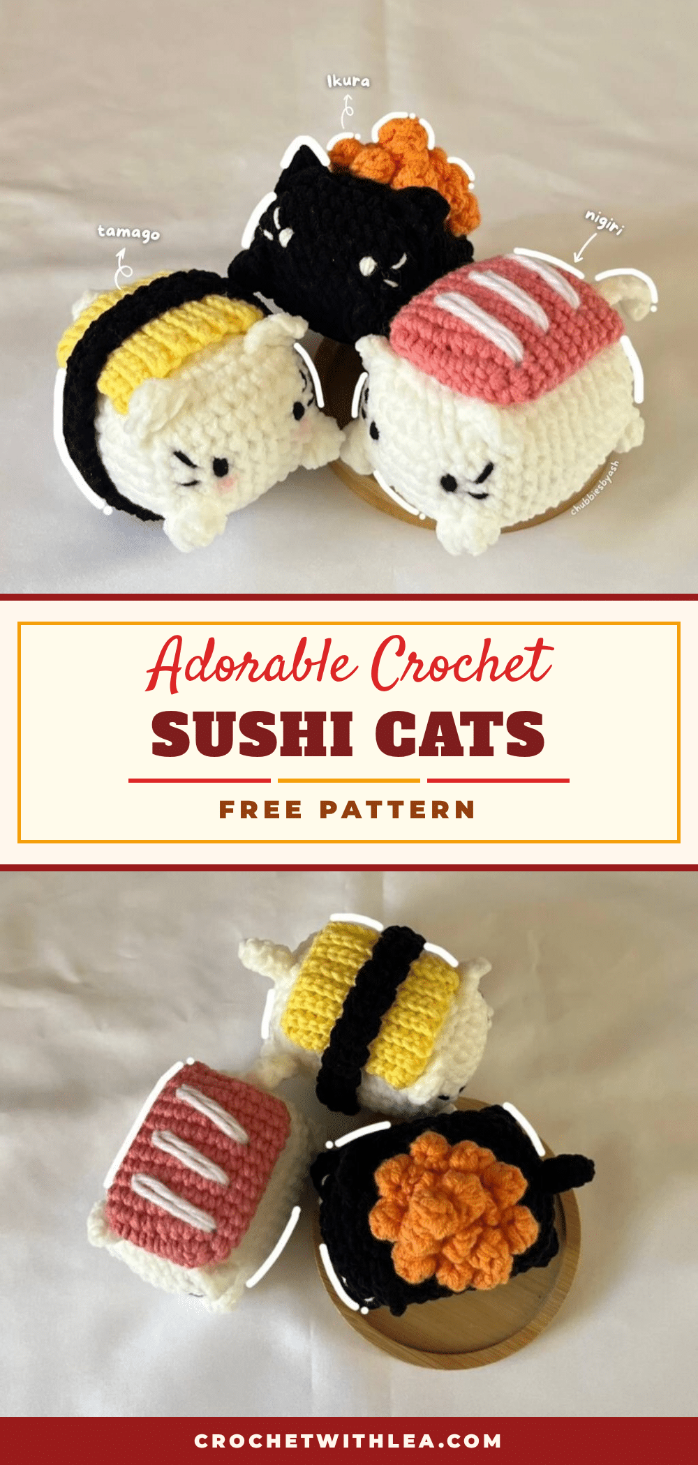 crochet sushi cats crochet pattern