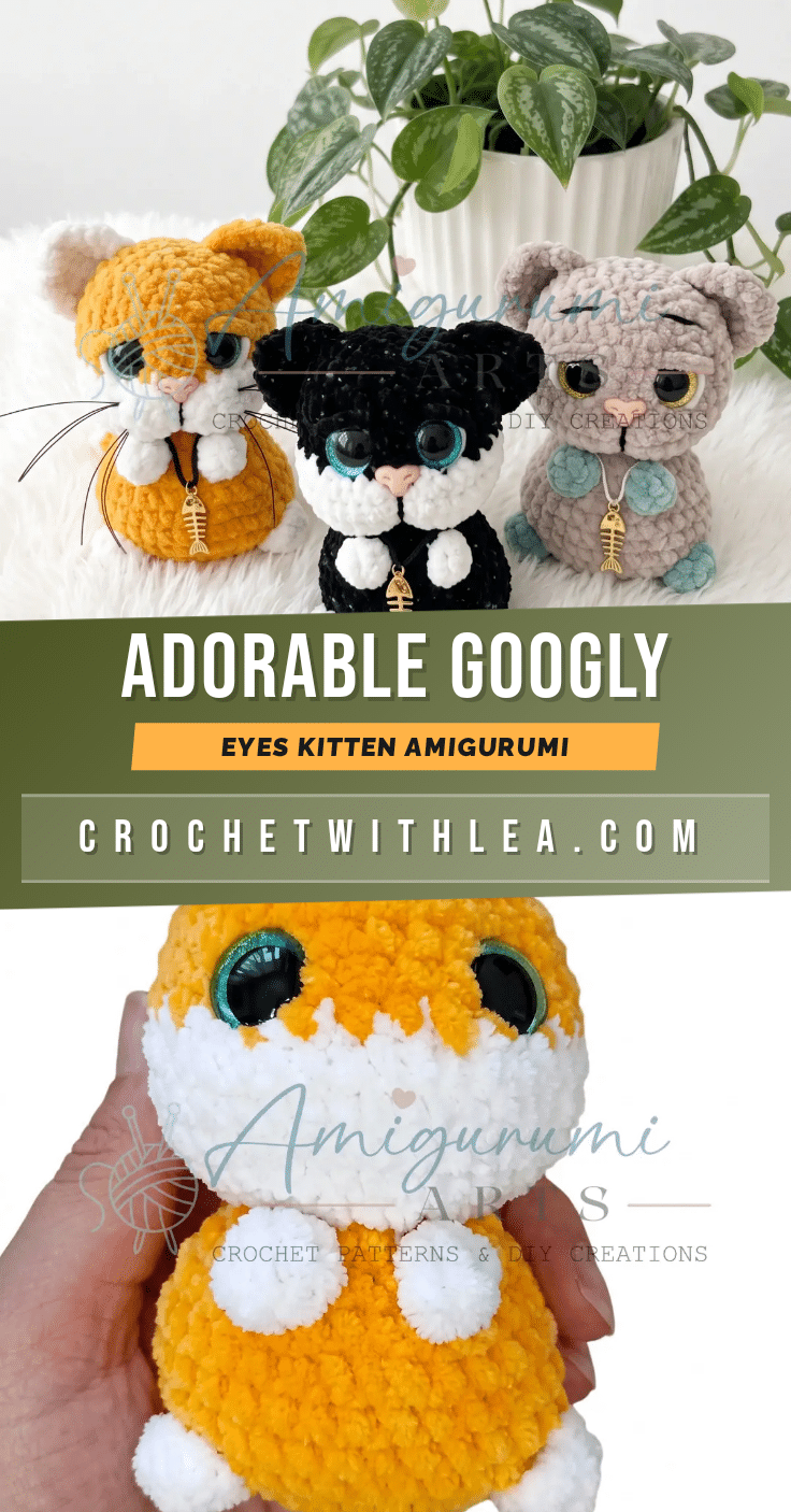 googly eyes kitten amigurumi crochet pattern
