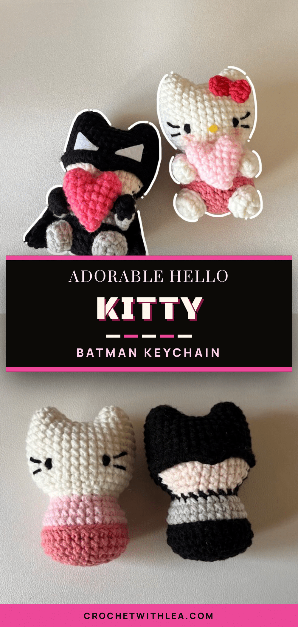 hello kitty batman keychain crochet pattern