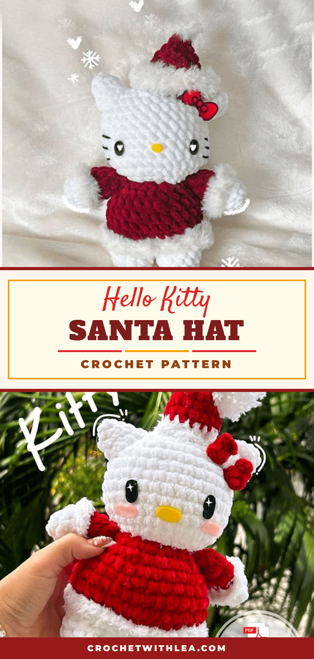 Hello Kitty Santa Hat Amigurumi crochet pattern
