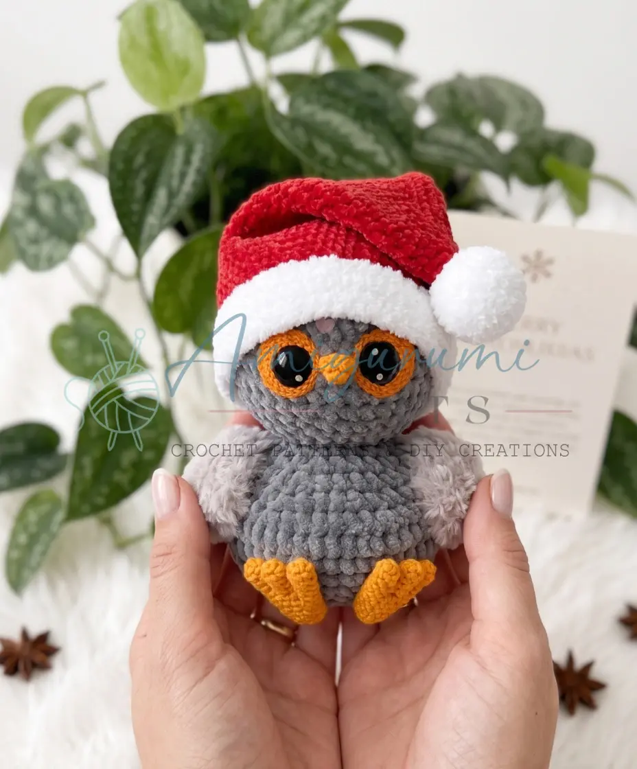 owl with santa hat amigurumi crochet project crochet project detail 3