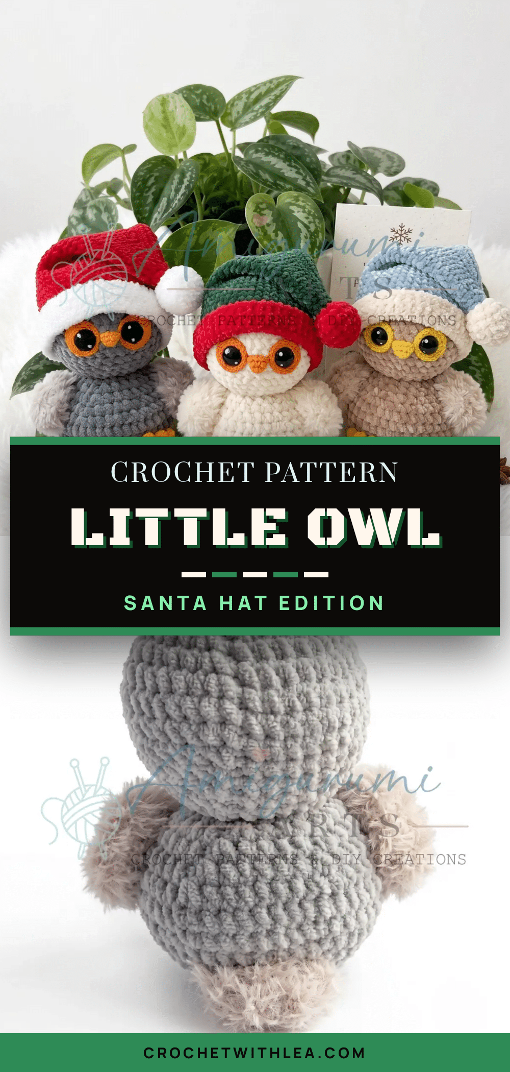 owl with santa hat amigurumi crochet pattern