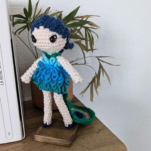 Peacock Lady Crochet Doll - featured image