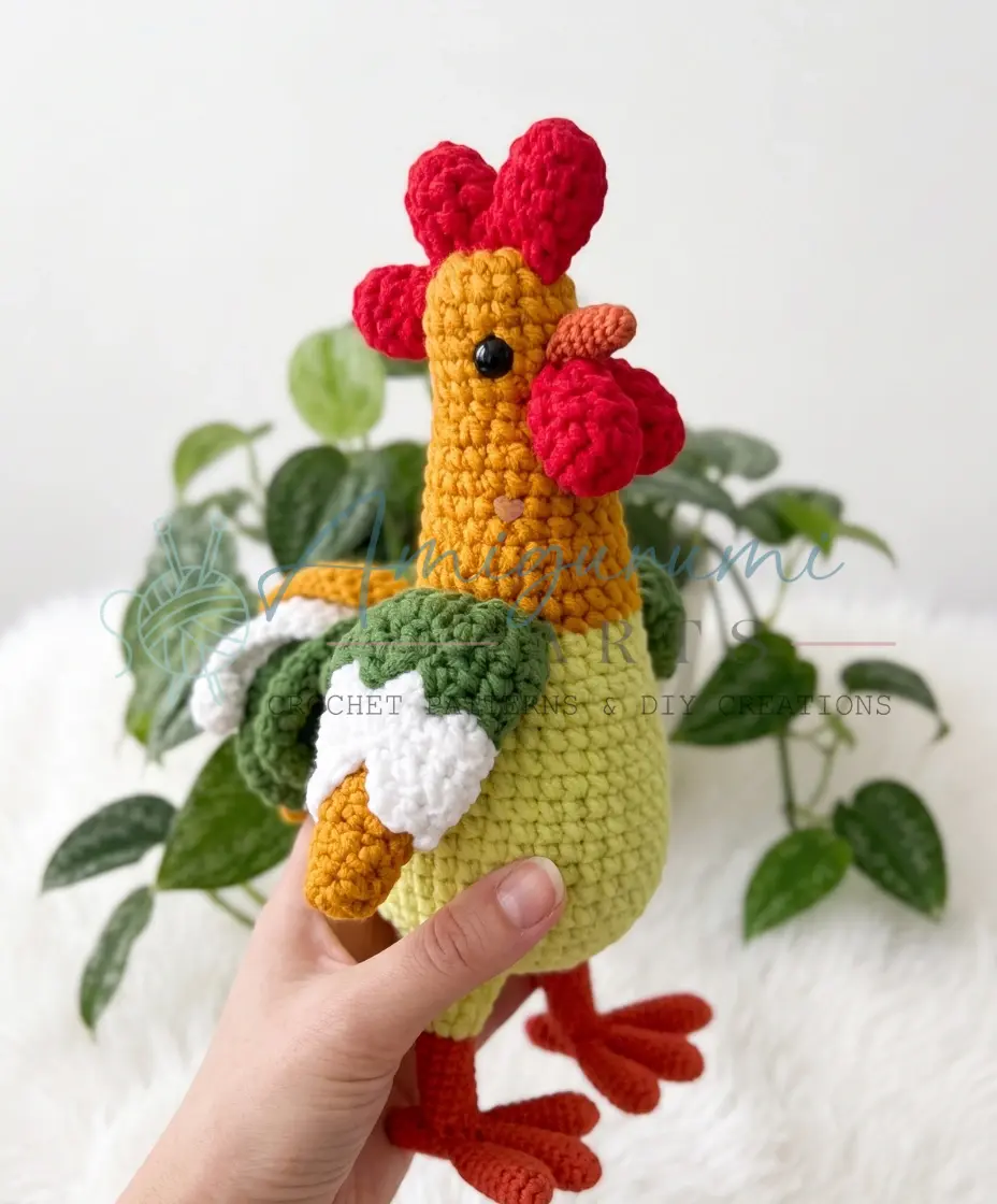 Petya the Rooster Amigurumi Pattern crochet project crochet project detail 3