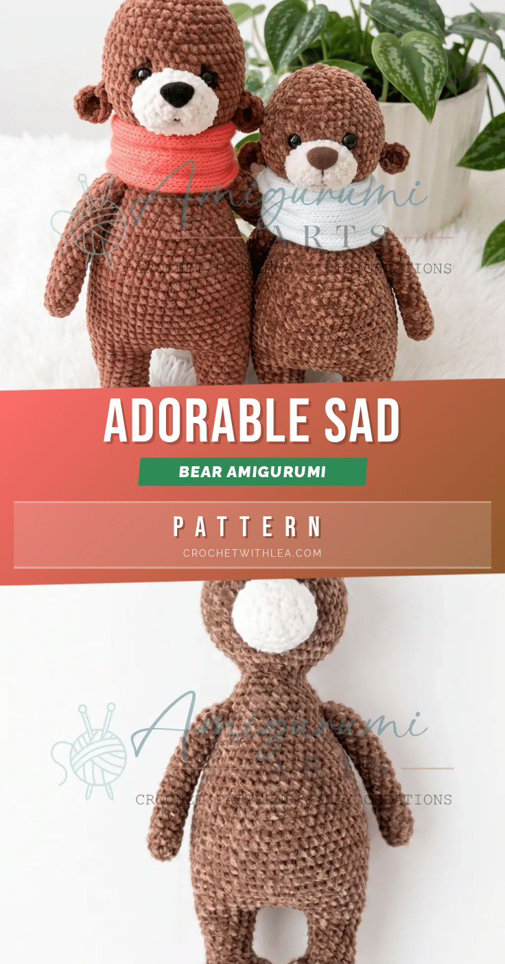 sad bear amigurumi crochet pattern